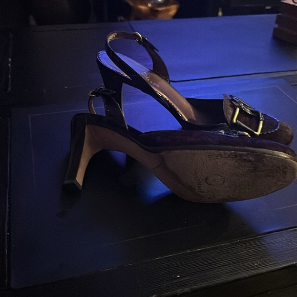 Black and Crimson Cole Haan Haired Sling-backs - Picture 9 of 9